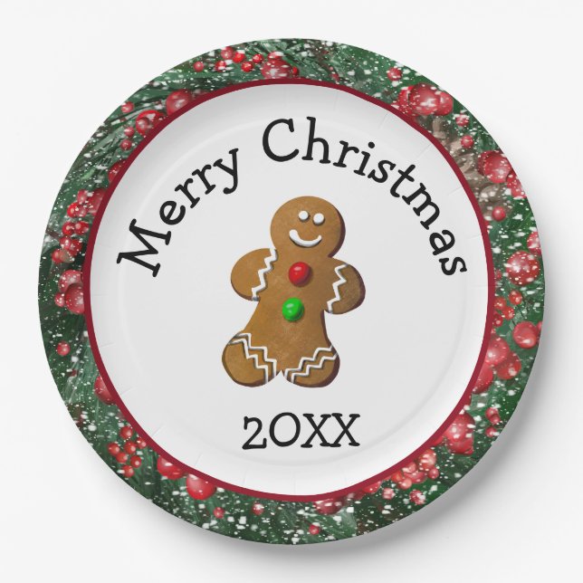 Plato De Papel Merry Christmas Gingerbread Man (Anverso)