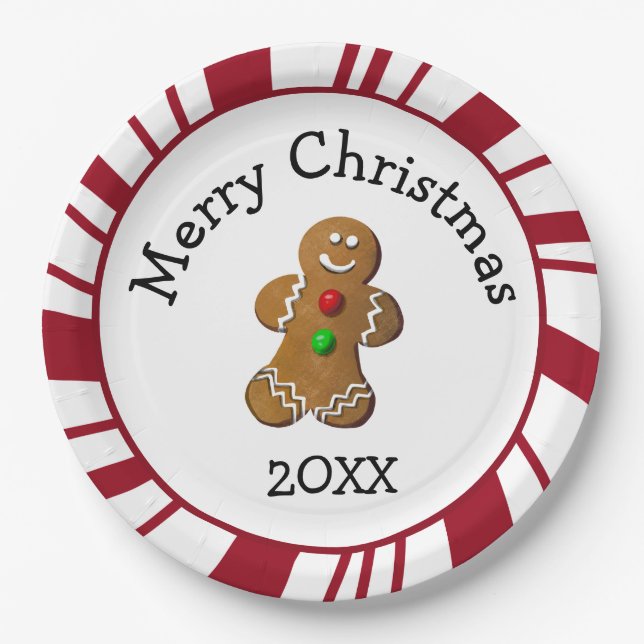 Plato De Papel Merry Christmas Gingerbread Man (Anverso)