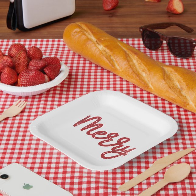 Plato De Papel Merry Christmas Glitter Holiday  (Picnic)