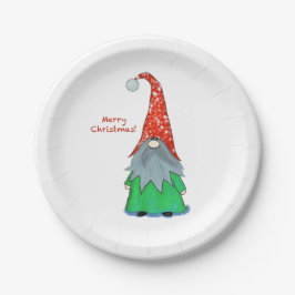 Plato De Papel Merry Christmas Gnome Paper Plate