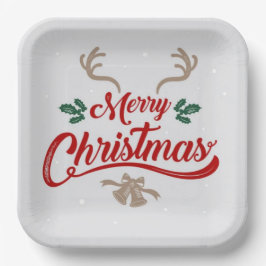 Plato De Papel Merry Christmas happy