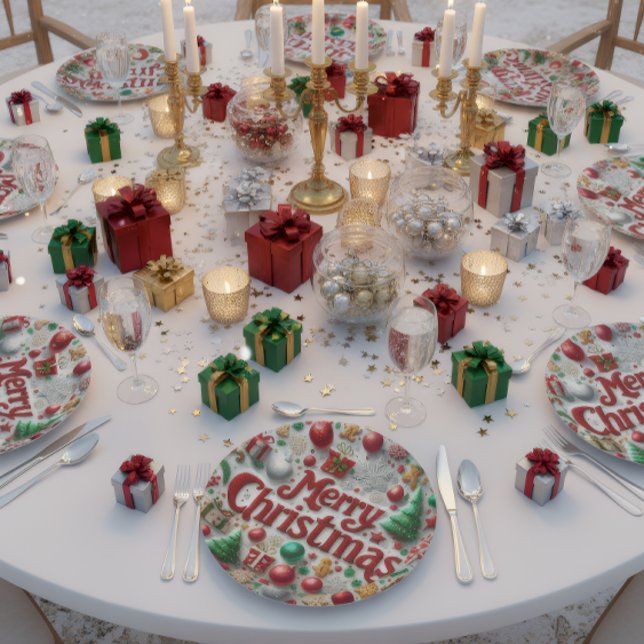 Plato De Papel Merry Christmas Holiday Plate (Subido por el creador)