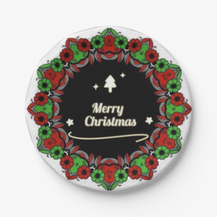 Plato De Papel Merry Christmas Mandala