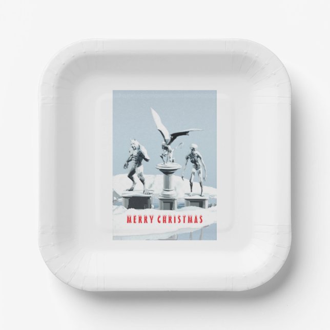 Plato De Papel Merry Christmas. Monster ice sculptures (Anverso)