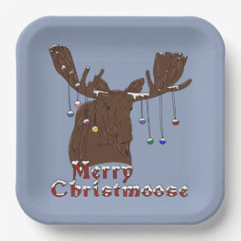Plato De Papel Merry Christmas Moose Paper Placas