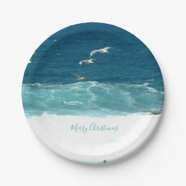 Plato De Papel Merry Christmas Ocean Waves Paper Placas