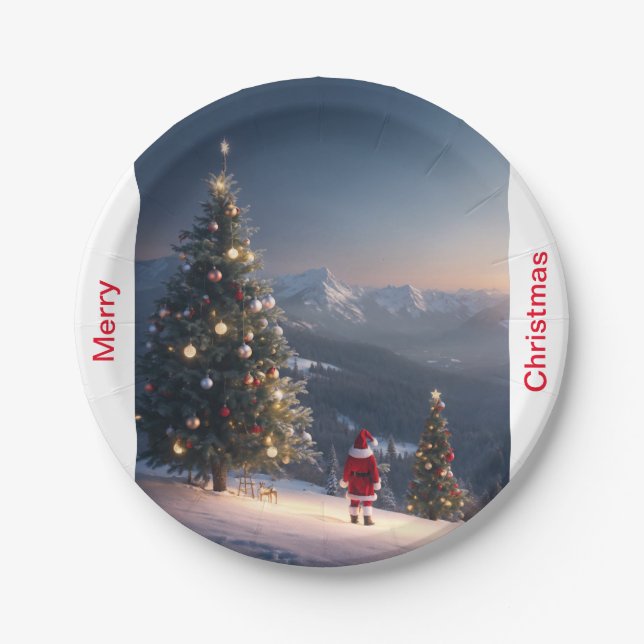 Plato De Papel Merry Christmas Paper Plate | Festividad (Anverso)