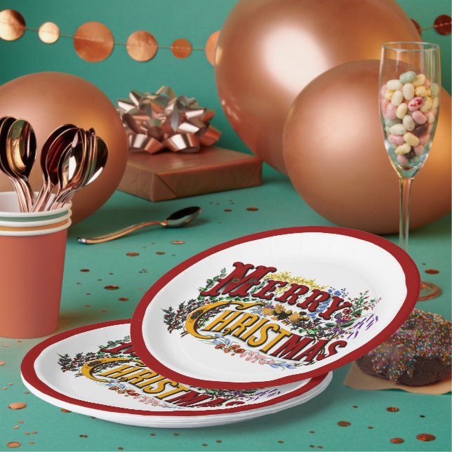 Plato De Papel Merry Christmas Paper Plates (Multi)