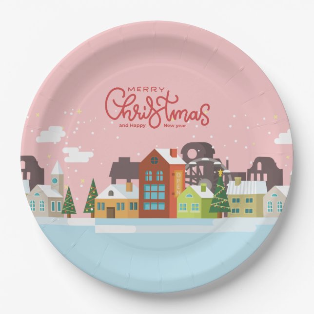 Plato De Papel Merry Christmas Paper Plates | Fiesta de vacacione (Anverso)