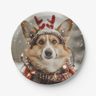 Plato De Papel Merry Christmas Pembroke Welsh Corgi Dog