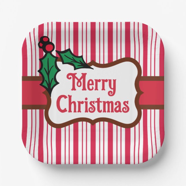 Plato De Papel Merry Christmas Peppermination Paper Plates (Anverso)