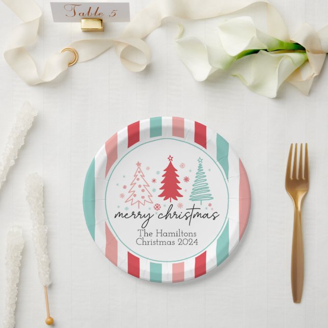 Plato De Papel Merry Christmas Personalizado Paper Plates (Boda)