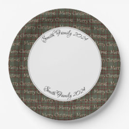 Plato De Papel Merry Christmas Plaid personalizado
