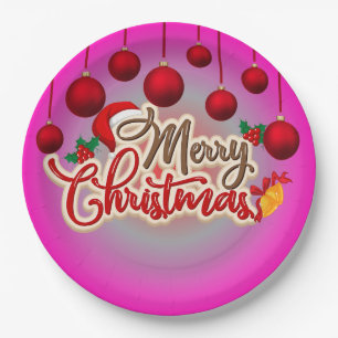 Plato De Papel Merry Christmas Plate