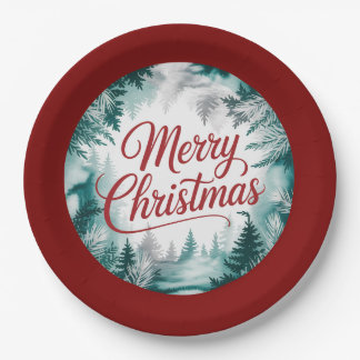 Plato De Papel Merry Christmas Plate