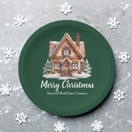 Plato De Papel Merry Christmas Real Estate Company Green Fiesta