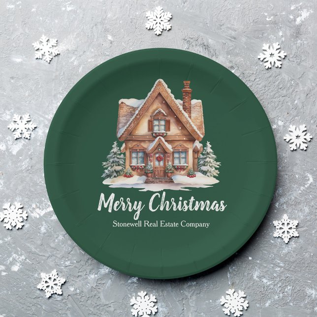 Plato De Papel Merry Christmas Real Estate Company Green Fiesta (Subido por el creador)
