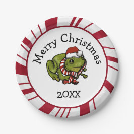 Plato De Papel Merry Christmas Santa Frog Plates