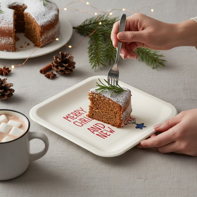 Plato De Papel Merry Christmas Simple Typografía moderna (Subido por el creador)