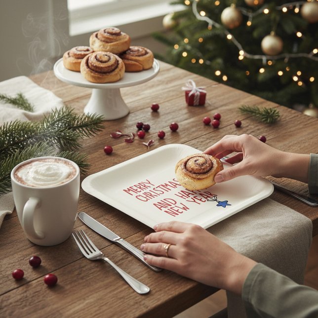 Plato De Papel Merry Christmas Simple Typografía moderna (Subido por el creador)