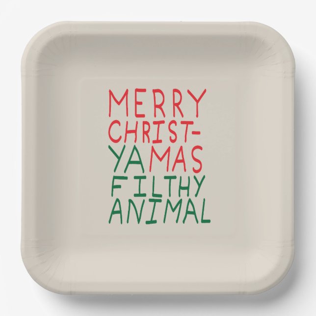 Plato De Papel Merry Christmas ya filthy animal typography (Anverso)