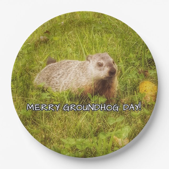Plato De Papel Merry Groundhog Day (Anverso)
