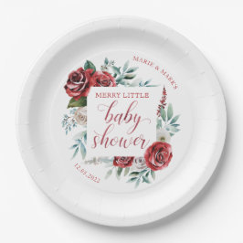 Plato De Papel Merry Little Baby Shower Navidades Plates