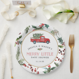 Plato De Papel Merry Little Baby Shower Paper Plates Red Truck