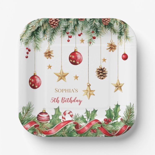Plato De Papel Merry Little Christmas Birthday (Anverso)