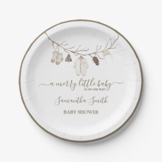 Plato De Papel Merry Little Christmas Winter Baby Shower