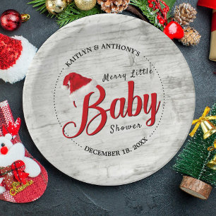 Plato De Papel Merry Little Navidades Baby Shower