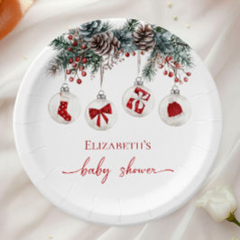 Plato De Papel Merry Little Navidades Baby Shower