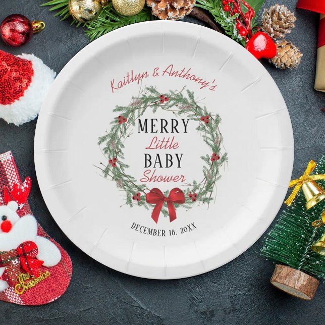 Plato De Papel Merry Little Navidades Baby Shower (Subido por el creador)