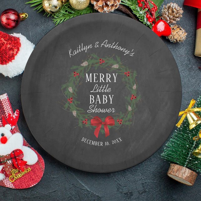 Plato De Papel Merry Little Navidades Baby Shower (Subido por el creador)