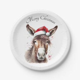 Plato De Papel Merry Little Navidades Donkey, personalizado