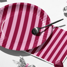 Plato De Papel Merry little red stripe Christmas Party Plate