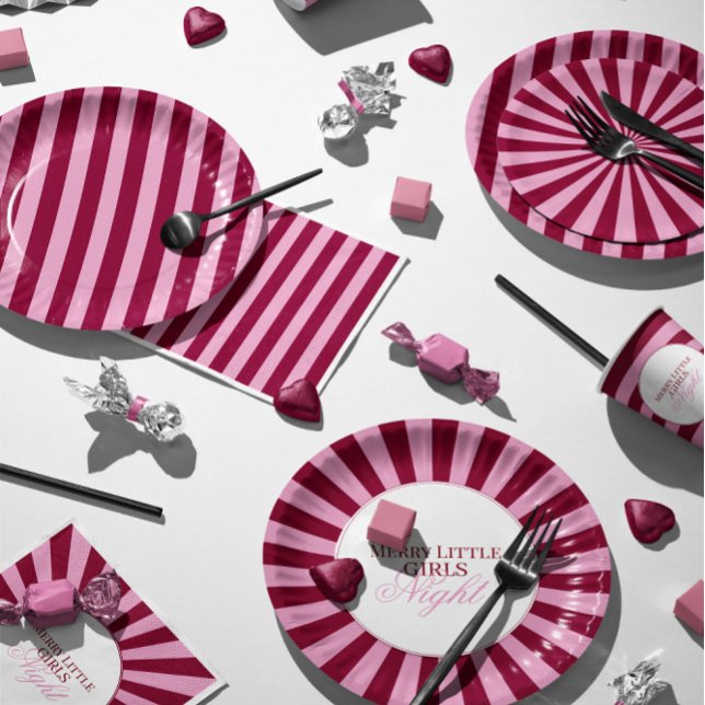 Plato De Papel Merry little red stripe Christmas Party Plate (Subido por el creador)