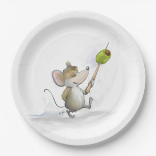 Plato De Papel Merry Mouse Moe with Olive Paper Plate