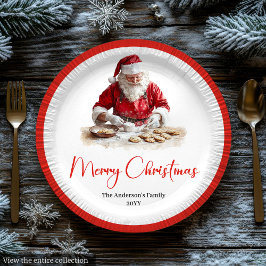 Plato De Papel Merry Santa Claus Rustic Custom Name Editable