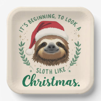 Plato De Papel Merry Slothmas, Paper Plates
