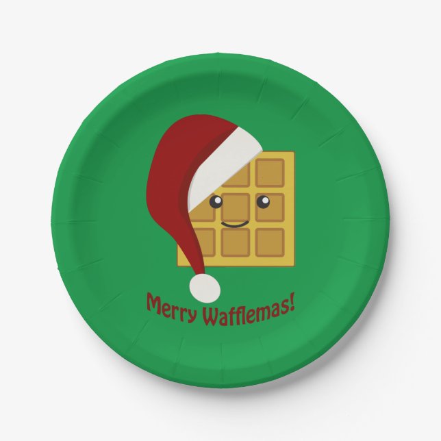 Plato De Papel Merry Wafflemas Navidades Waffle (Anverso)