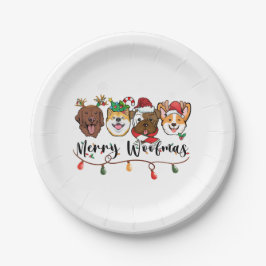 Plato De Papel Merry Woofmas Typography Paper Plate