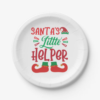 Plato De Papel Merry Xmas Santa Little Helper