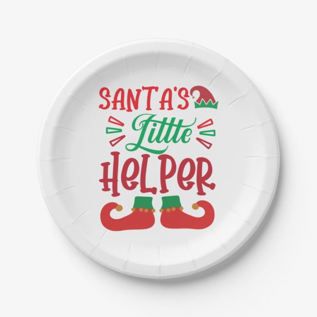 Plato De Papel Merry Xmas Santa Little Helper (Anverso)