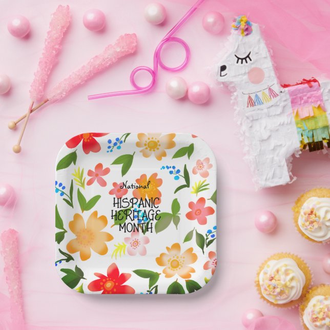 PLATO DE PAPEL MES DE PATRIMONIO HISPANO NACIONAL (Fiesta)