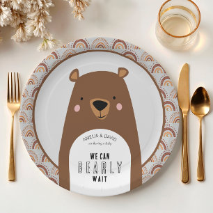 Plato De Papel Mesa de Baby Shower del Oso Pardo Barely Wait