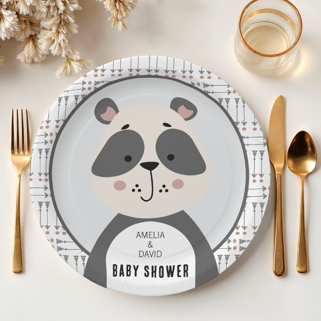 Plato De Papel Mesa de Cumpleaños Neutral de Panda Moderna (Subido por el creador)