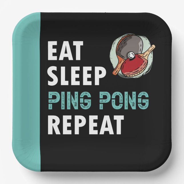 Plato De Papel  Mesa de ping pong Tenis Come Sleep Repetir negro  (Anverso)