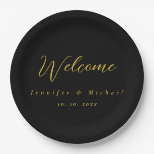 Plato De Papel Metallic Gold y Black Profesional Moderno Elegante