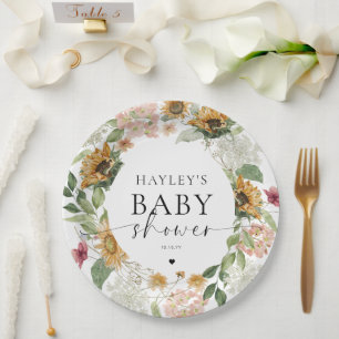Plato De Papel Mews Sunflower Fall Baby Shower